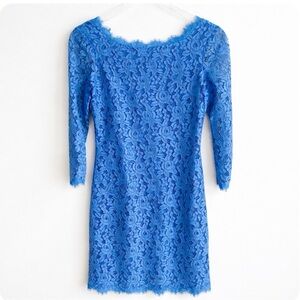 DVF Zarita Blue Lace Sheath Dress Size 2 Diane von Furstenberg